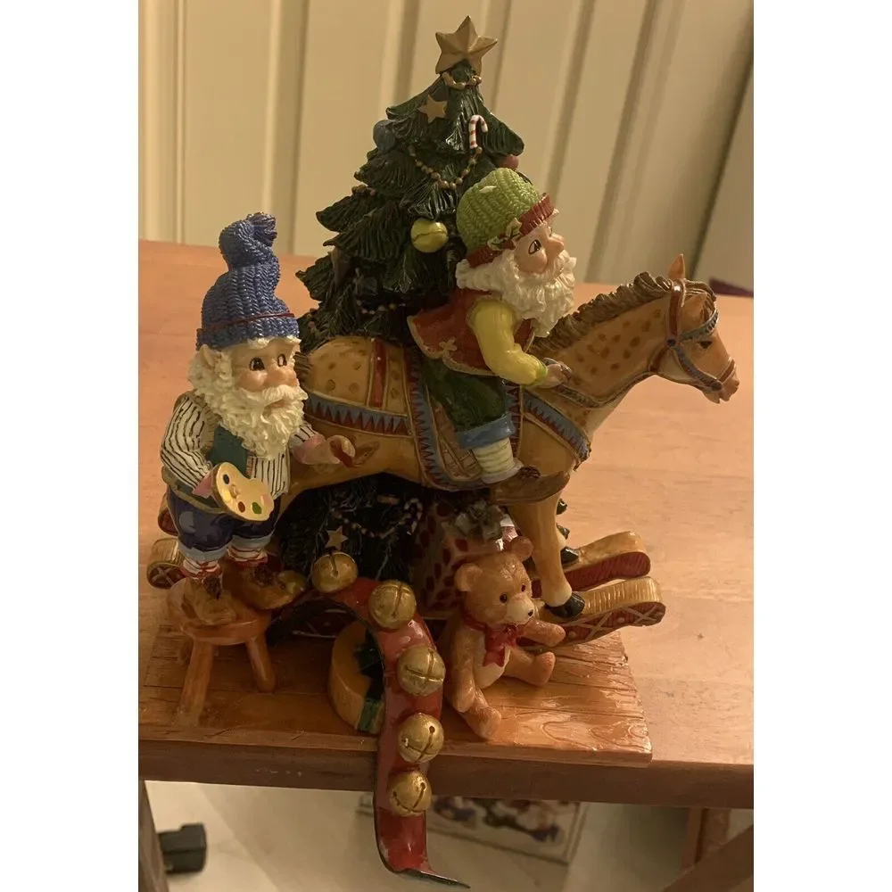 Vintage Fitz and Floyd Happy Holidays Stocking Holder Santa Tree 2004 With Box‎